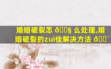 婚姻破裂怎 🐧 么处理,婚姻破裂的zui
佳解决方法 🐴